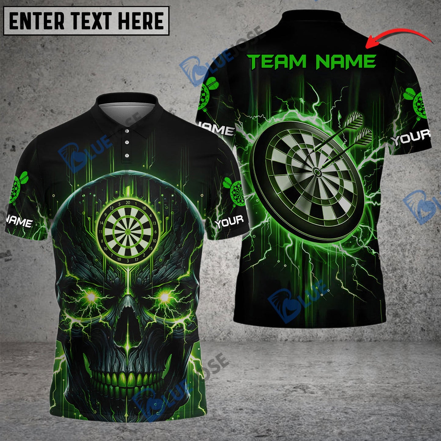 Frenzidea Darts Lightning Skull Personalized Name, Team Name 3D Shirt (4 Colors)