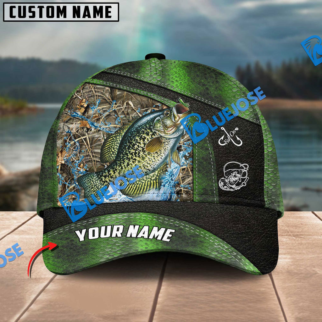 Frenzidea Personalized Crappie Fishing Skin Bling Leather Pattern Classic 3D Cap