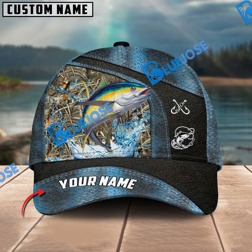 Frenzidea Personalized Tuna Fishing Skin Bling Leather Pattern Classic 3D Cap