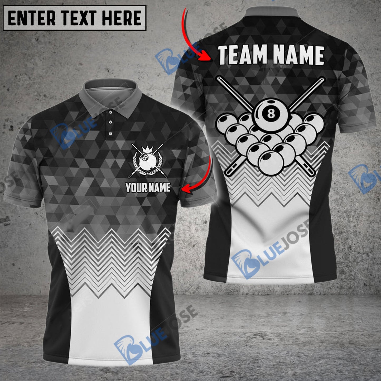 Frenzidea Billiards Diamond Pattern Personalized Name, Team Name Unisex Shirt ( 4 Colors )