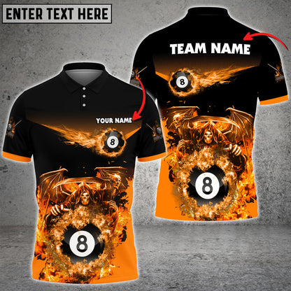 Frenzidea Billiards Ball 8 Hell Flame Reaper Personalized Name, Team Name Unisex Shirt ( 4 Colors )