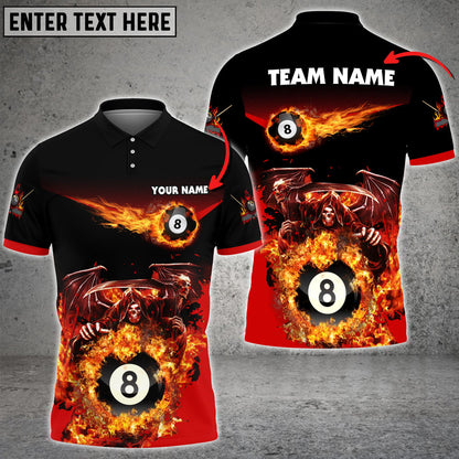 Frenzidea Billiards Ball 8 Hell Flame Reaper Personalized Name, Team Name Unisex Shirt ( 4 Colors )