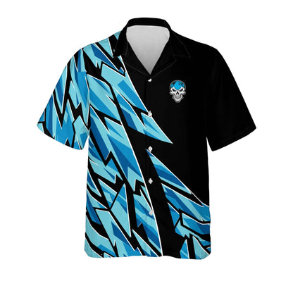 Frenzideas Custom Blue Skull Personalized Name Hawaiian Shirt
