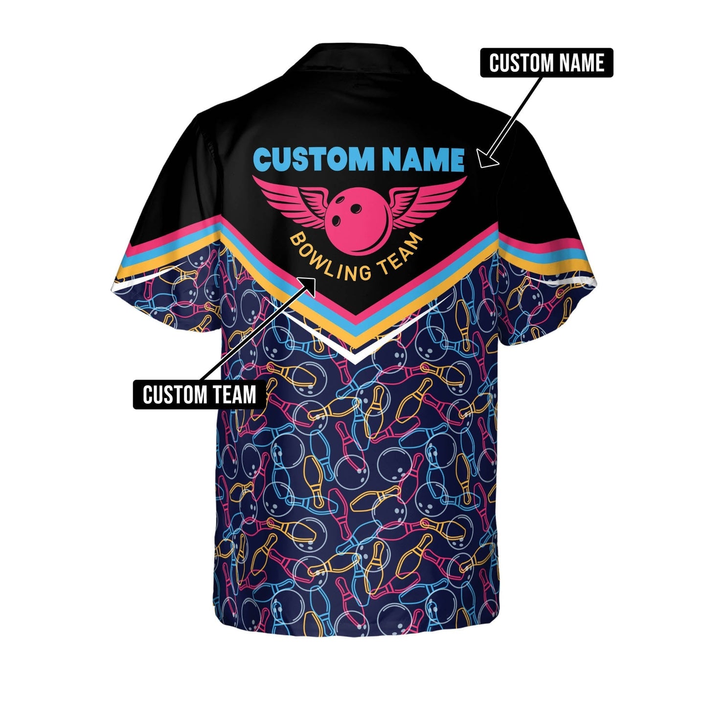 Frenzideas Bowling Pattern Personalized Name Hawaiian Shirt