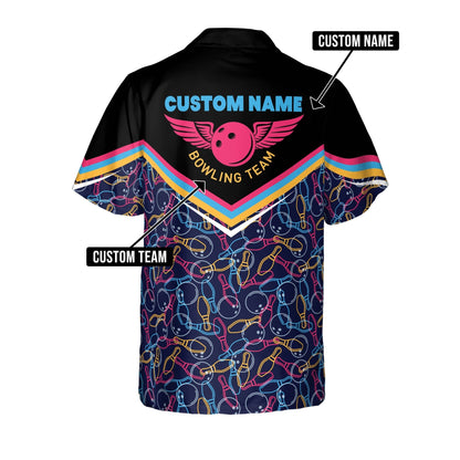 Frenzideas Bowling Pattern Personalized Name Hawaiian Shirt