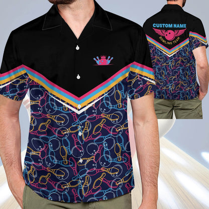 Frenzideas Bowling Pattern Personalized Name Hawaiian Shirt