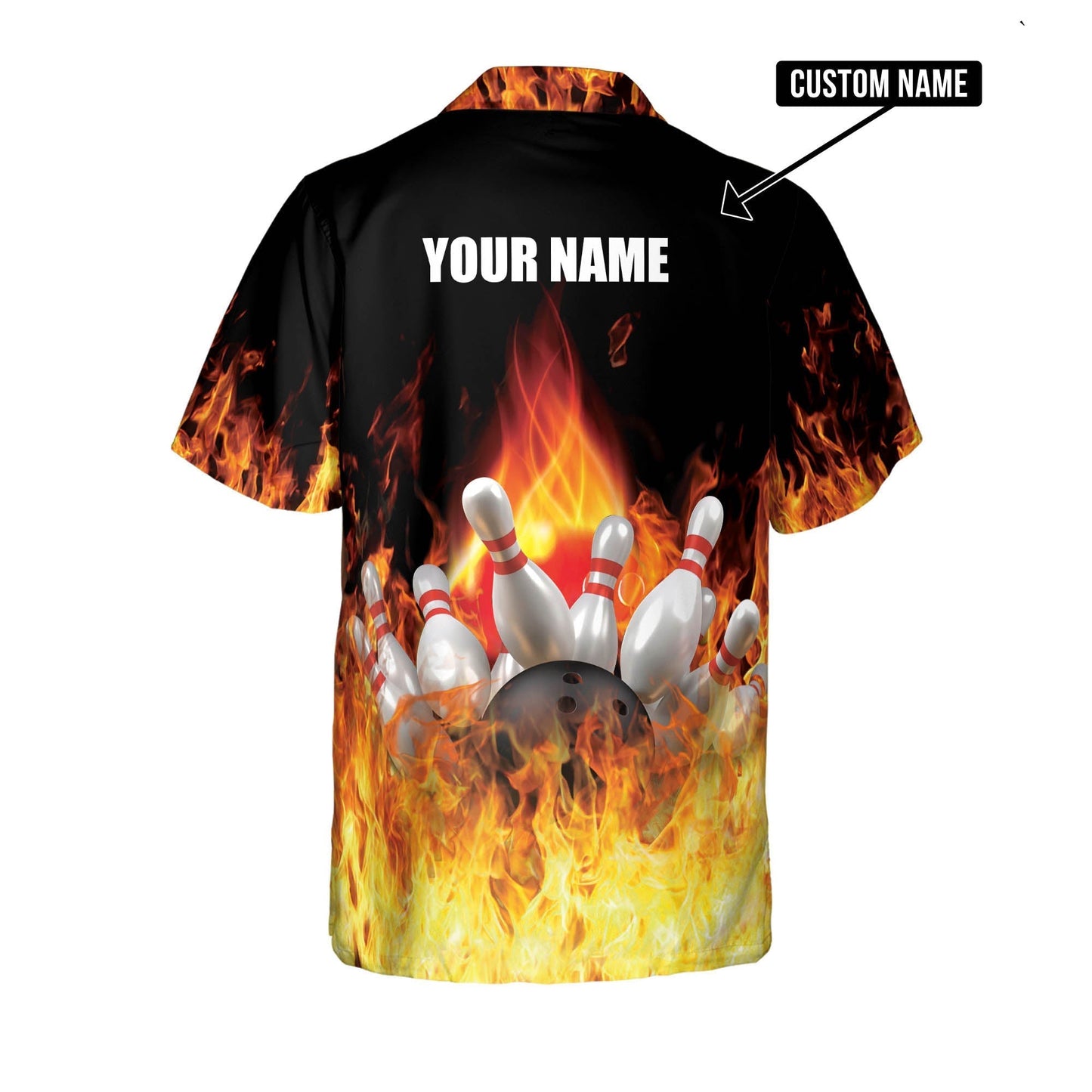 Frenzideas Bowling Flame Personalized Name Hawaiian Shirt