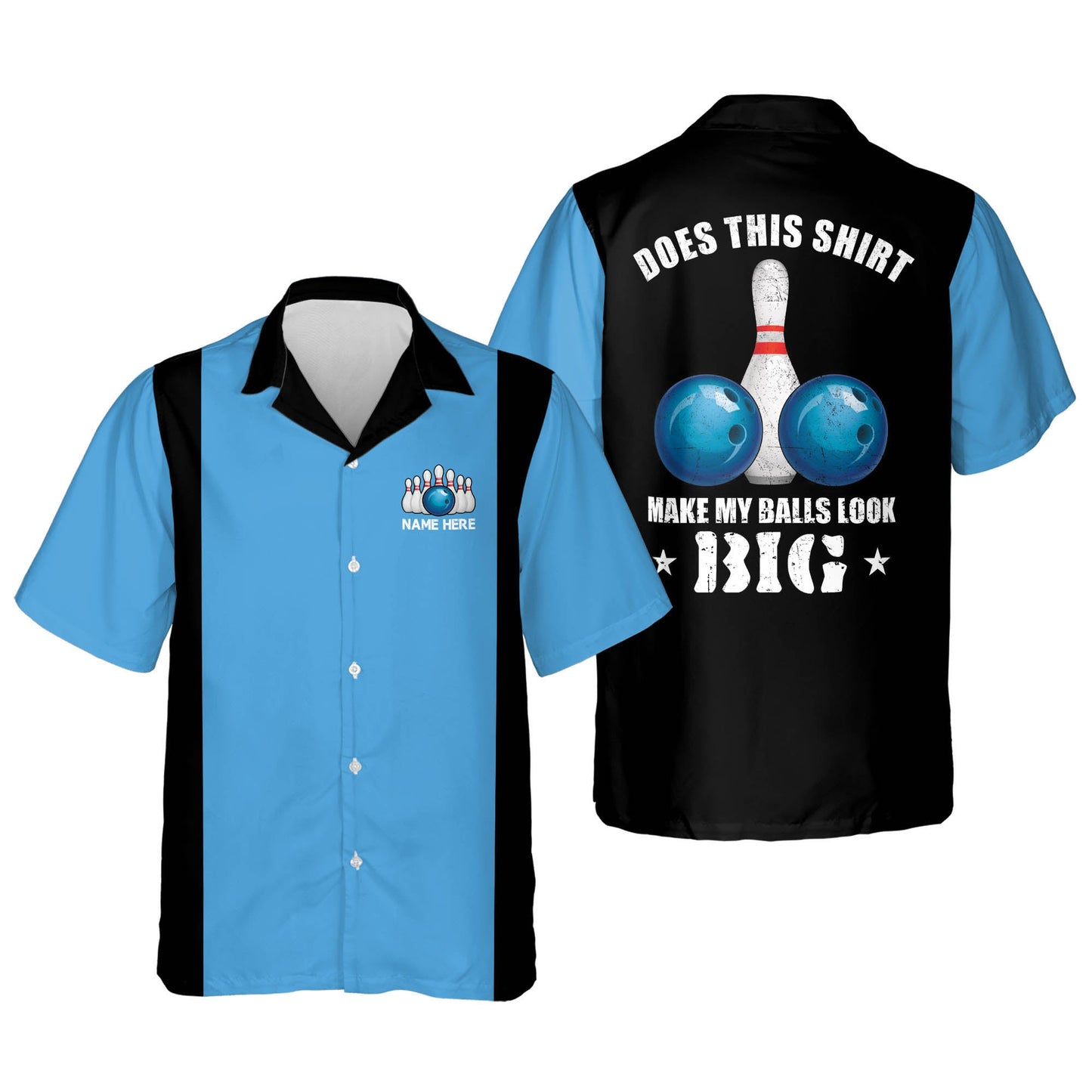 Frenzideas Retro Vintage Bowling Personalized Name Hawaiian Shirt