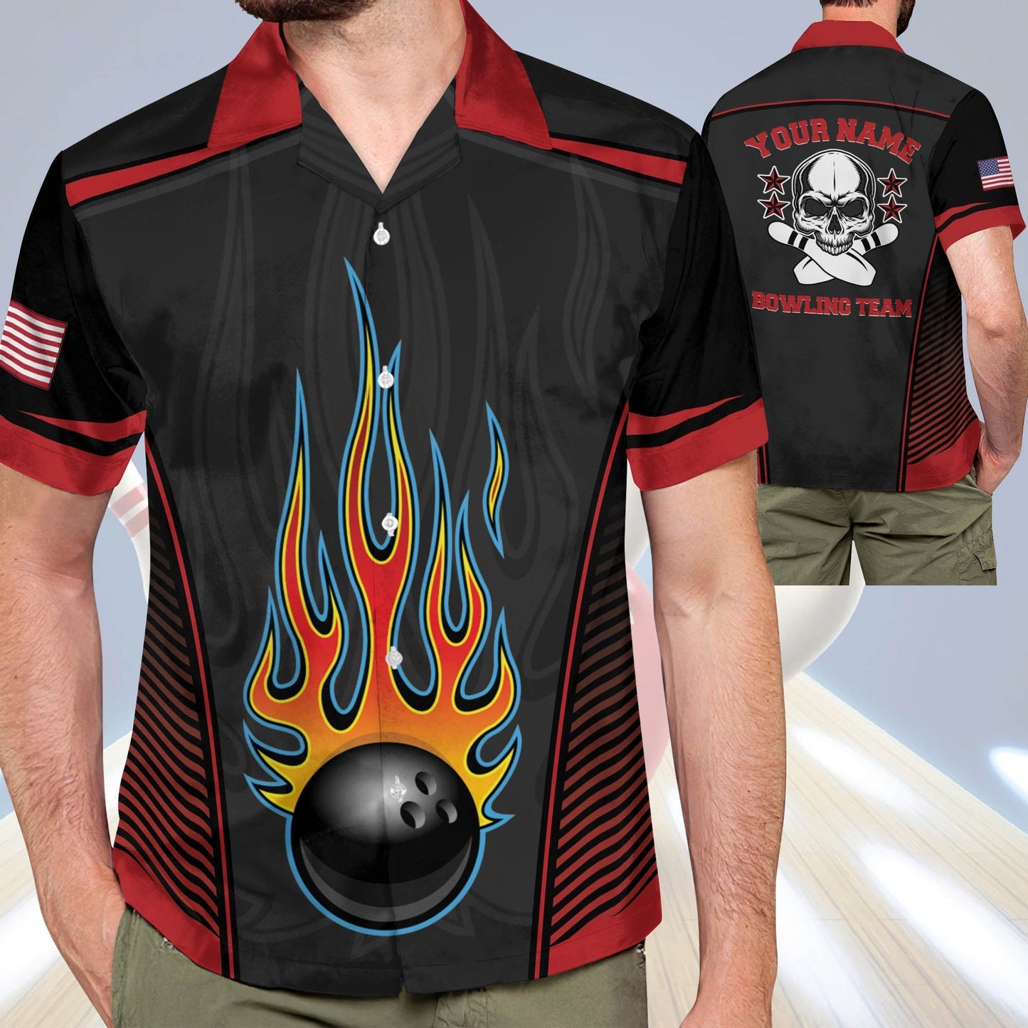 Frenzideas Skull Personalized Name Hawaiian Shirt