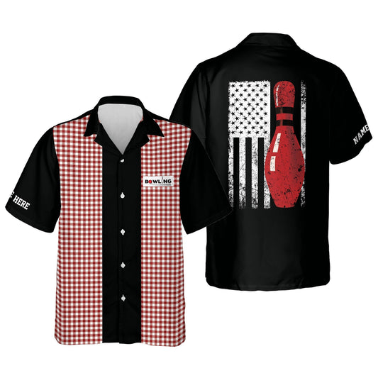 Frenzideas Retro Vintage Bowling Personalized Name Hawaiian Shirts
