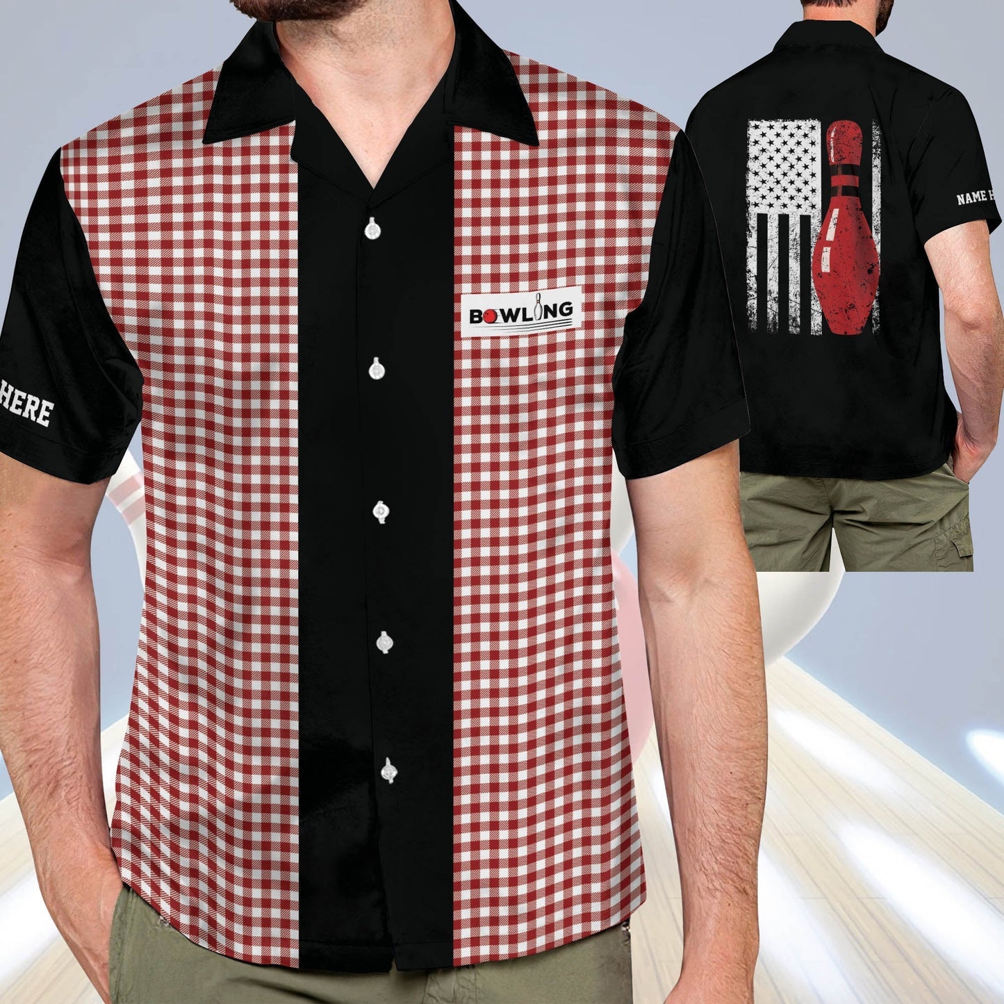 Frenzideas Retro Vintage Bowling Personalized Name Hawaiian Shirts