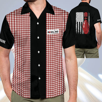 Frenzideas Retro Vintage Bowling Personalized Name Hawaiian Shirts