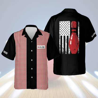 Frenzideas Retro Vintage Bowling Personalized Name Hawaiian Shirts