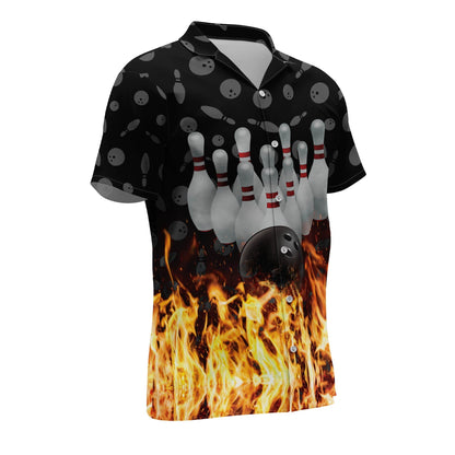 Frenzideas Flame Skull Personalized Name Hawaiian Shirt