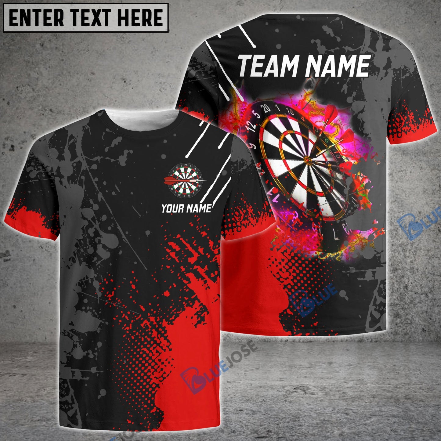 Frenzidea Paint Style Darts Personalized Name, Team Name 3D Shirt (4 Colors)
