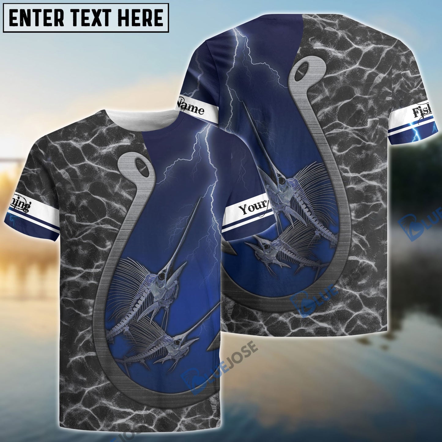Frenzidea Marlin Fishing Fish Reaper Fish Hook Fish Skull Custom Name Long Sleeve