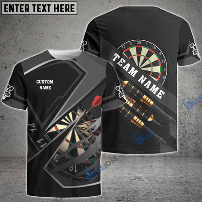 Frenzidea Darts Black And Gray Personalized Name 3D Shirt