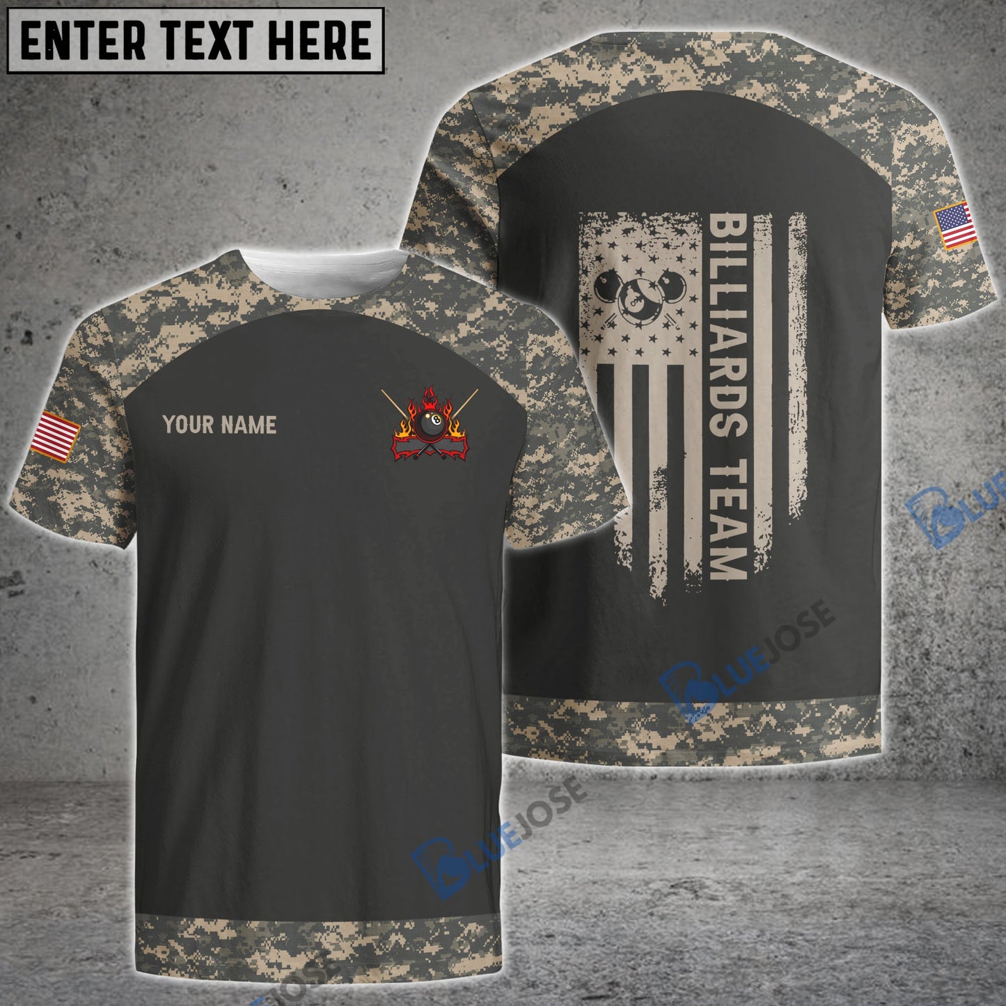 Frenzidea Billiards Retro Camouflage Flag Personalized 3D Shirt
