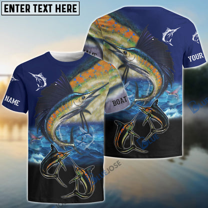 frenzidea Sailfish Fishing Customize Name, Boat Name 3D Shirts