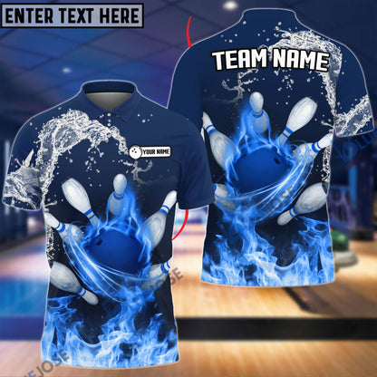 Frenzideas Bowling And Pins Water and Fire Personalized Name Team Name 3D Shirt