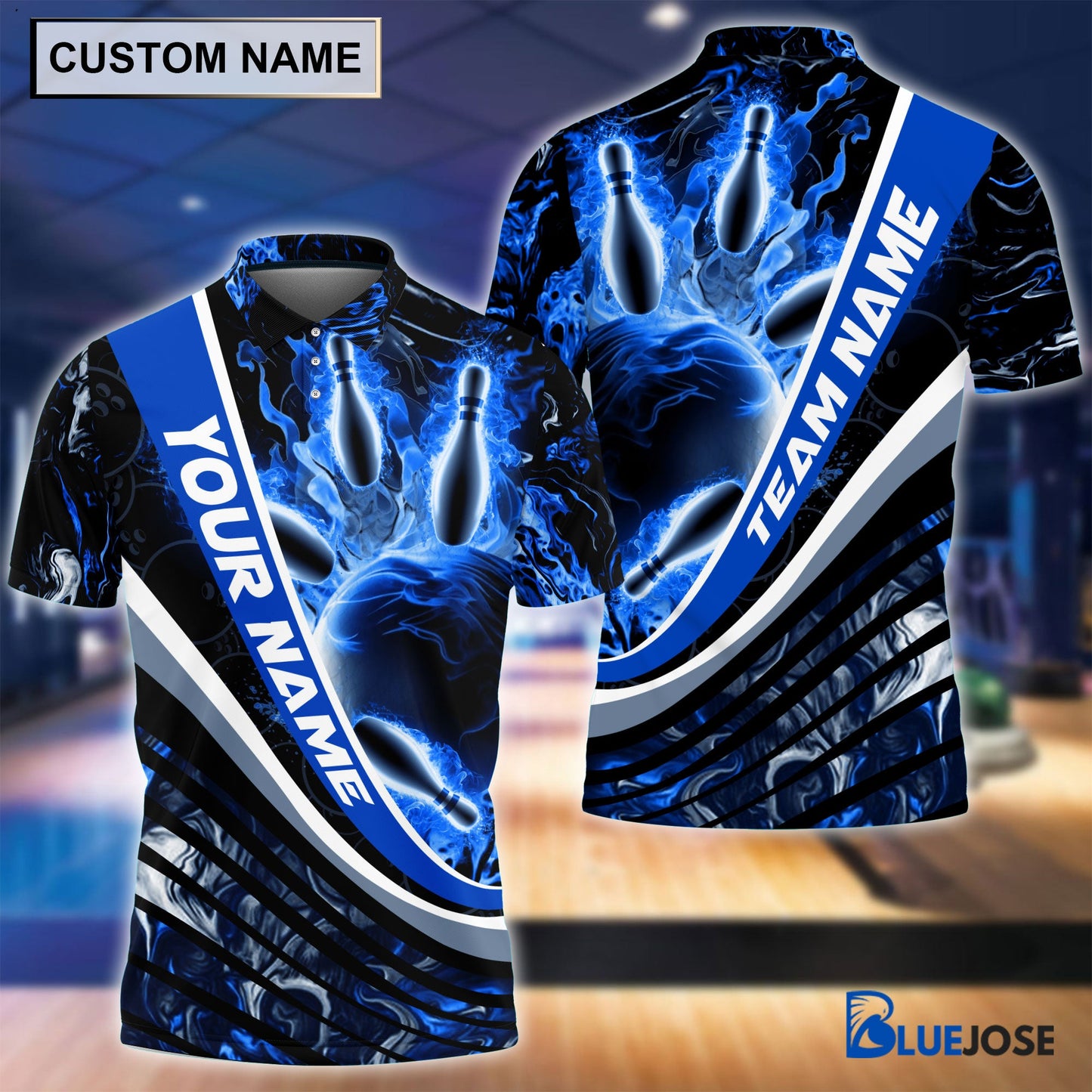 Frenzideas Personalized Name and Team Name Ball and Pins Multicolor 3D Shirt