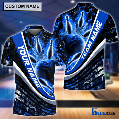 Frenzideas Personalized Name and Team Name Ball and Pins Multicolor 3D Shirt