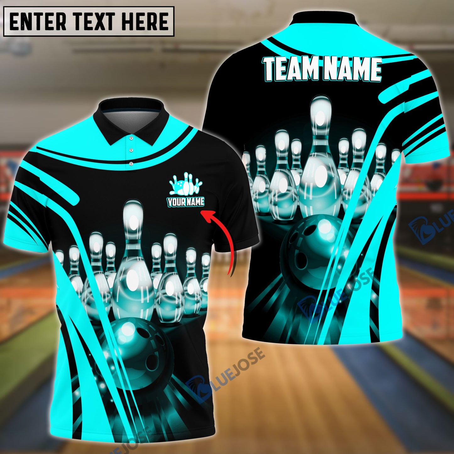 frenzideas Bowling and Pins Winner Personalized Name, Team Name 3D Shirt
