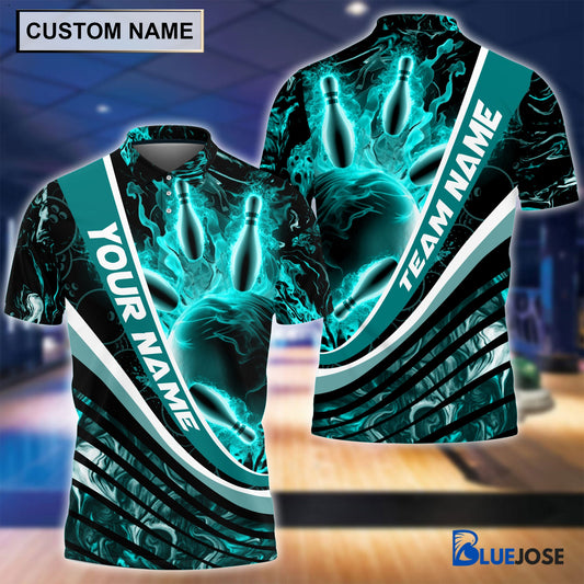 Frenzideas Personalized Name and Team Name Ball and Pins Multicolor 3D Shirt