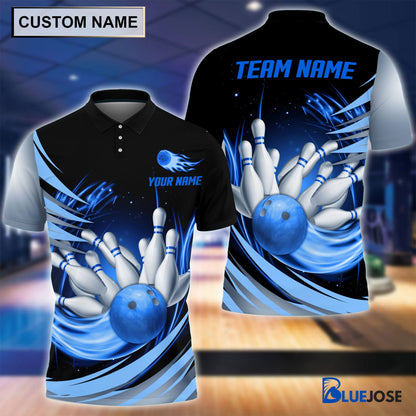 Frenzideas Personalized Name and Team Name Light Fire Ball and Pins Multicolor 3D Shirt
