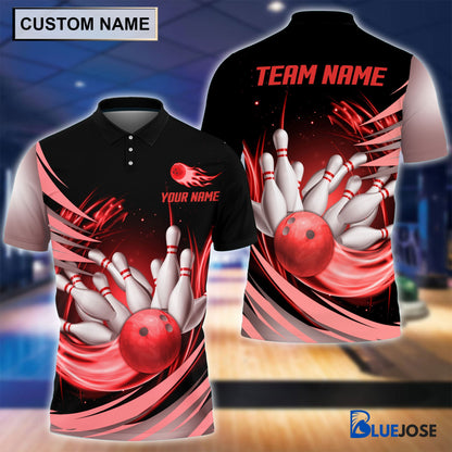 Frenzideas Personalized Name and Team Name Light Fire Ball and Pins Multicolor 3D Shirt