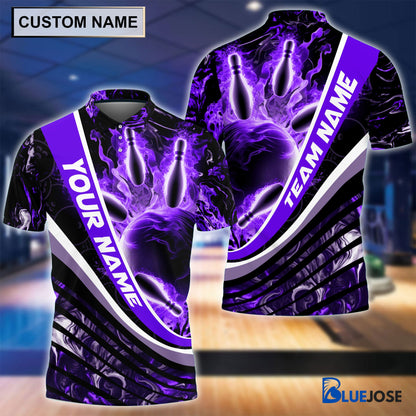 Frenzideas Personalized Name and Team Name Ball and Pins Multicolor 3D Shirt