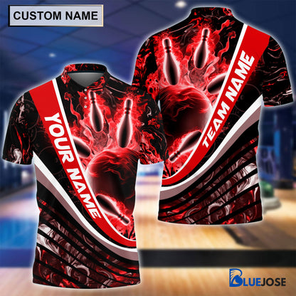 Frenzideas Personalized Name and Team Name Ball and Pins Multicolor 3D Shirt