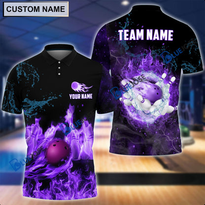 Frenzideas Personalized Name and Team Name Fire Light Bowling Player Multicolor 3D Shirt