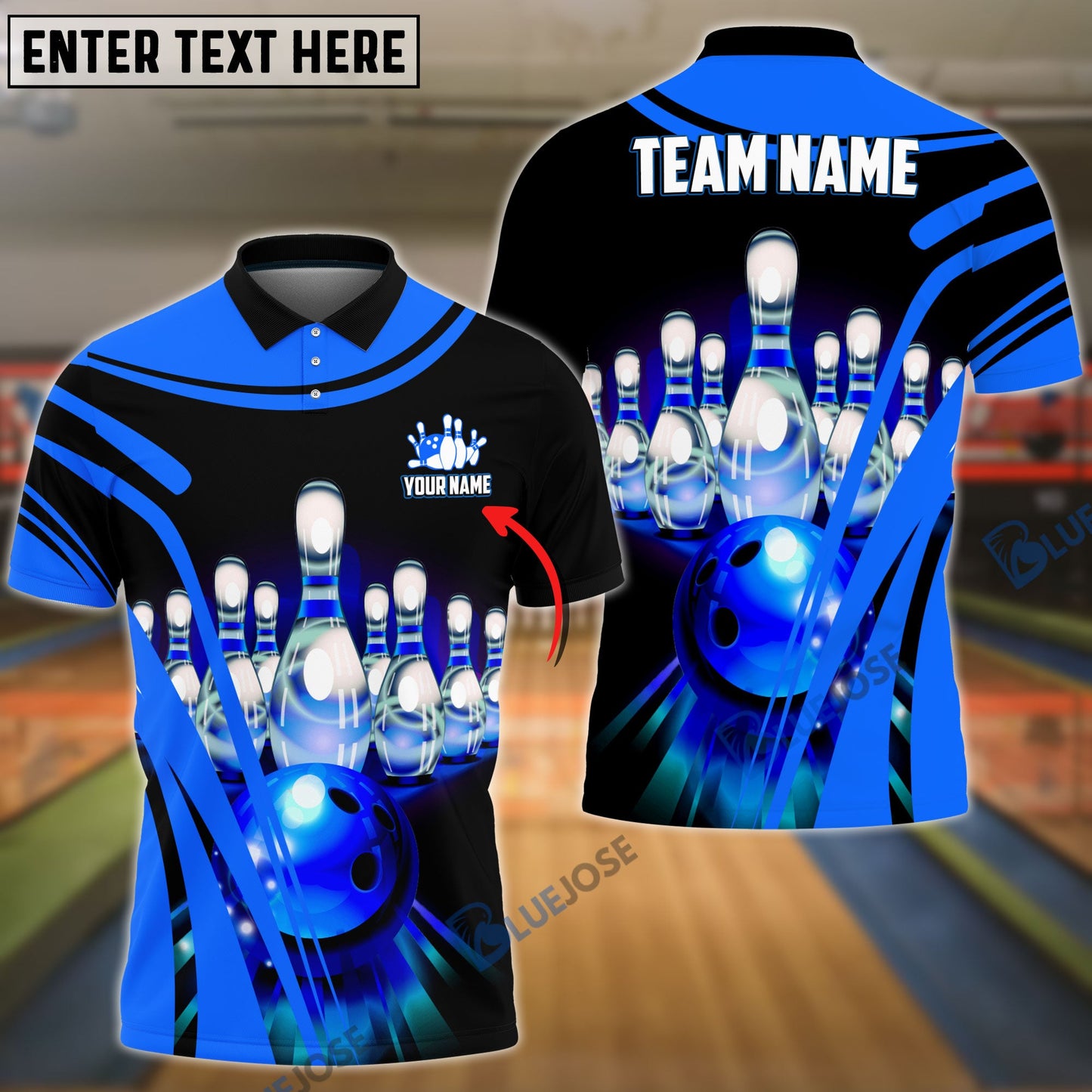 frenzideas Bowling and Pins Winner Personalized Name, Team Name 3D Shirt