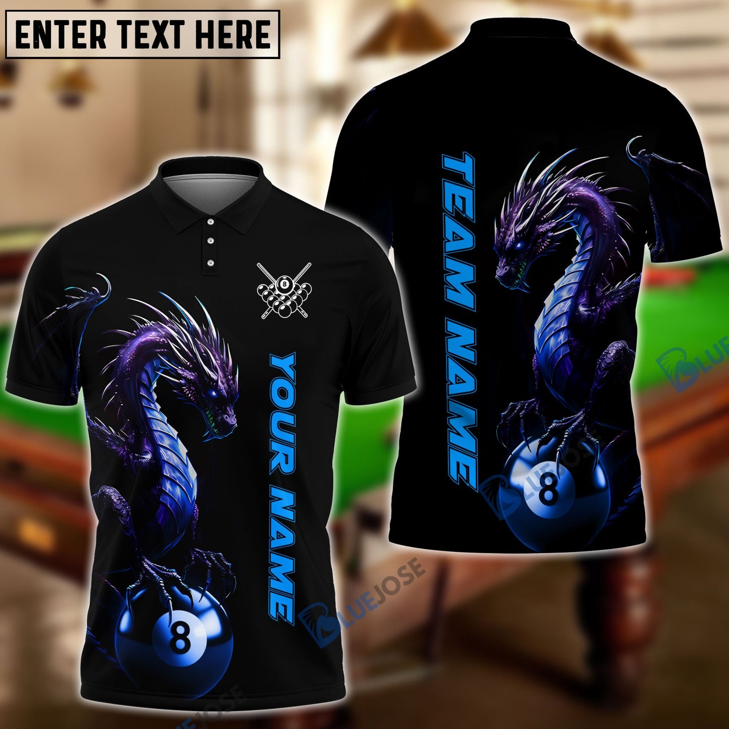 Frenzidea Billiards Dragon Personalized Name, Team Name Shirt