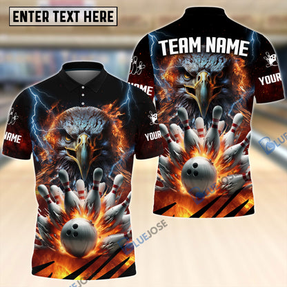 frenzideas Eagle Power Bowling And Pins Customized Name 3D Shirt