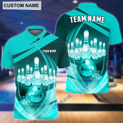 Frenzideas Bowling Ball And Pins Thunder Multicolor Customized Name, Team Name 3D Shirt
