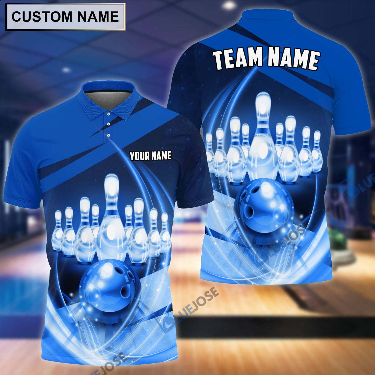 Frenzideas Bowling Ball And Pins Thunder Multicolor Customized Name, Team Name 3D Shirt