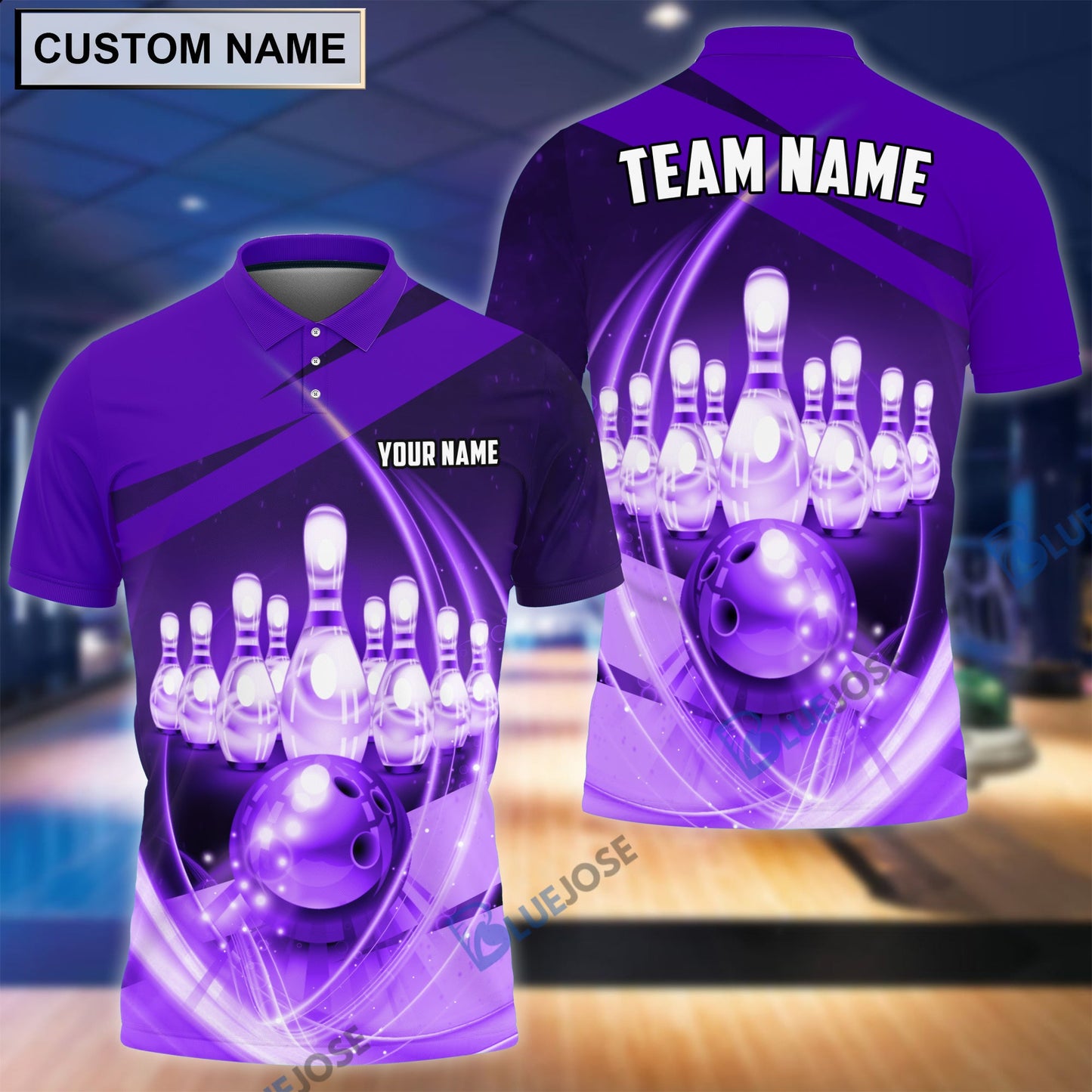 Frenzideas Bowling Ball And Pins Thunder Multicolor Customized Name, Team Name 3D Shirt