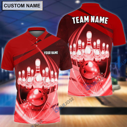 Frenzideas Bowling Ball And Pins Thunder Multicolor Customized Name, Team Name 3D Shirt
