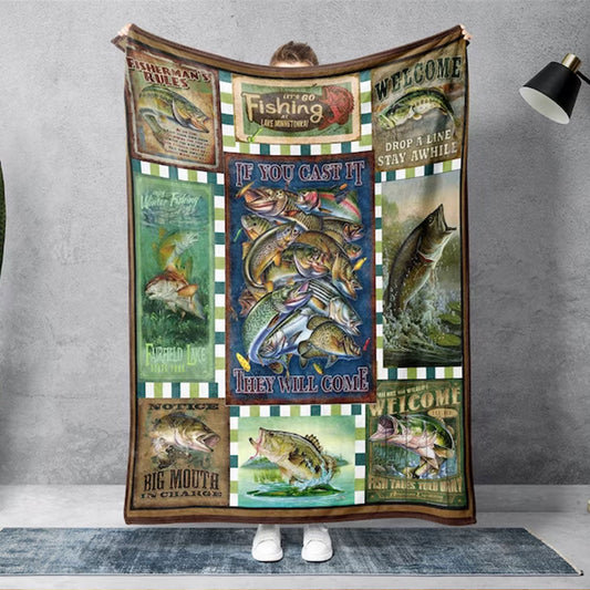 Frenzidea If You Cast It They Will Come Fishing Blanket