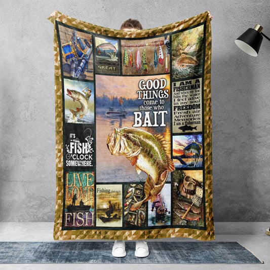 Frenzidea Good Things Come To Those Who Bait Fishing Blanket
