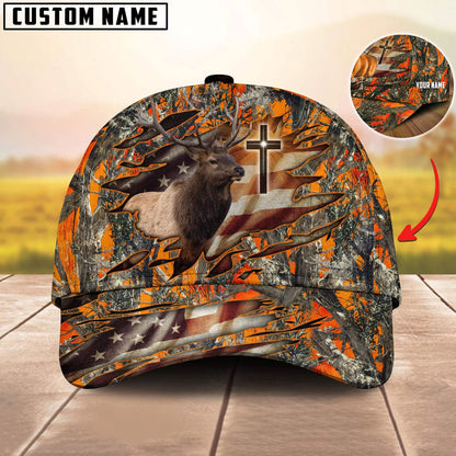Frenzidea Cross And Elk Hunting Personalized Cap