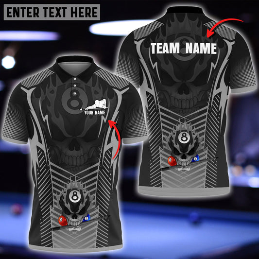 Frenzidea Billiards Skull Colorful Personalized Name & Team Name Polo Shirt (8 Colors)