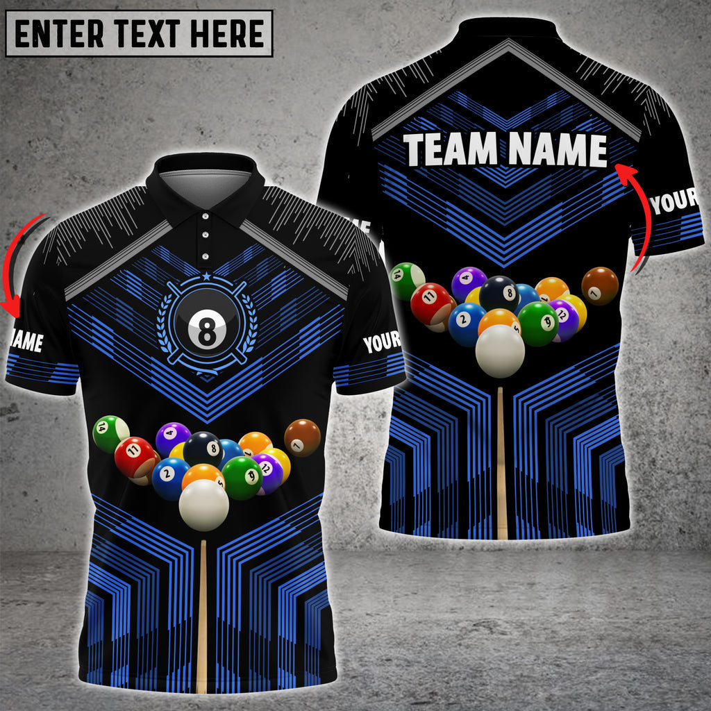 Frenzidea Billiards Colourful Personalized Name & Team Name Polo Shirt (8 Colors)