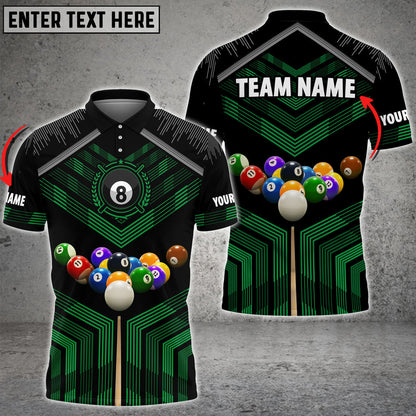 Frenzidea Billiards Colourful Personalized Name & Team Name Polo Shirt (8 Colors)
