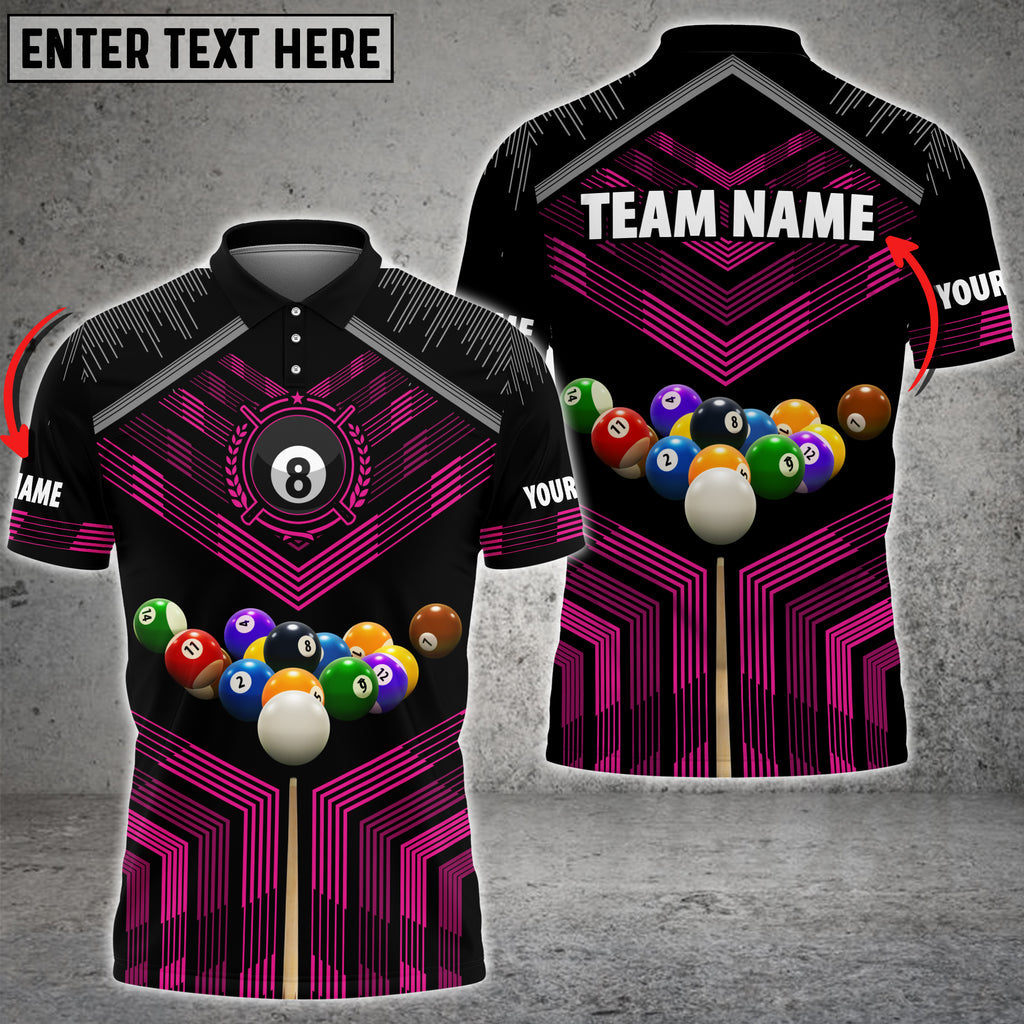 Frenzidea Billiards Colourful Personalized Name & Team Name Polo Shirt (8 Colors)