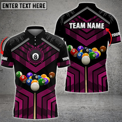 Frenzidea Billiards Colourful Personalized Name & Team Name Polo Shirt (8 Colors)