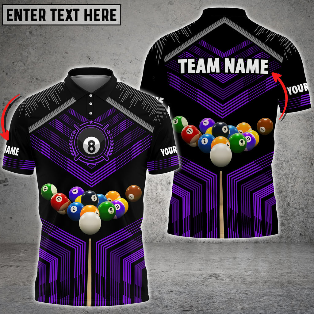 Frenzidea Billiards Colourful Personalized Name & Team Name Polo Shirt (8 Colors)