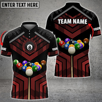 Frenzidea Billiards Colourful Personalized Name & Team Name Polo Shirt (8 Colors)